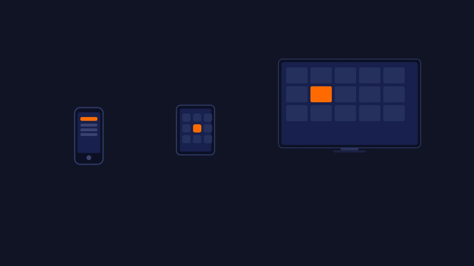 Abstrakte Illustration von Smartphone, Tablet und Smart-TV-Bildschirm nebeneinander