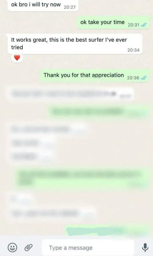 WhatsApp-Gespräch über Anleitung und erfolgreiche Einrichtung